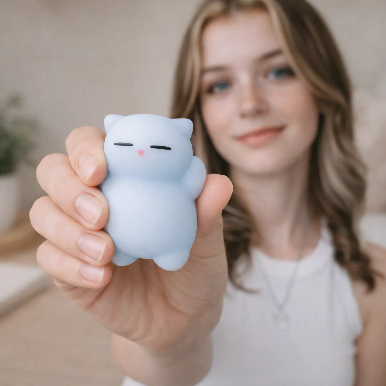 Mini Squishy chat bleu petit