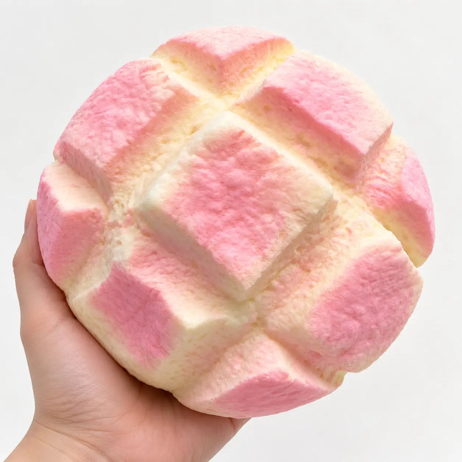 Pink Melon Bread Squishy en main