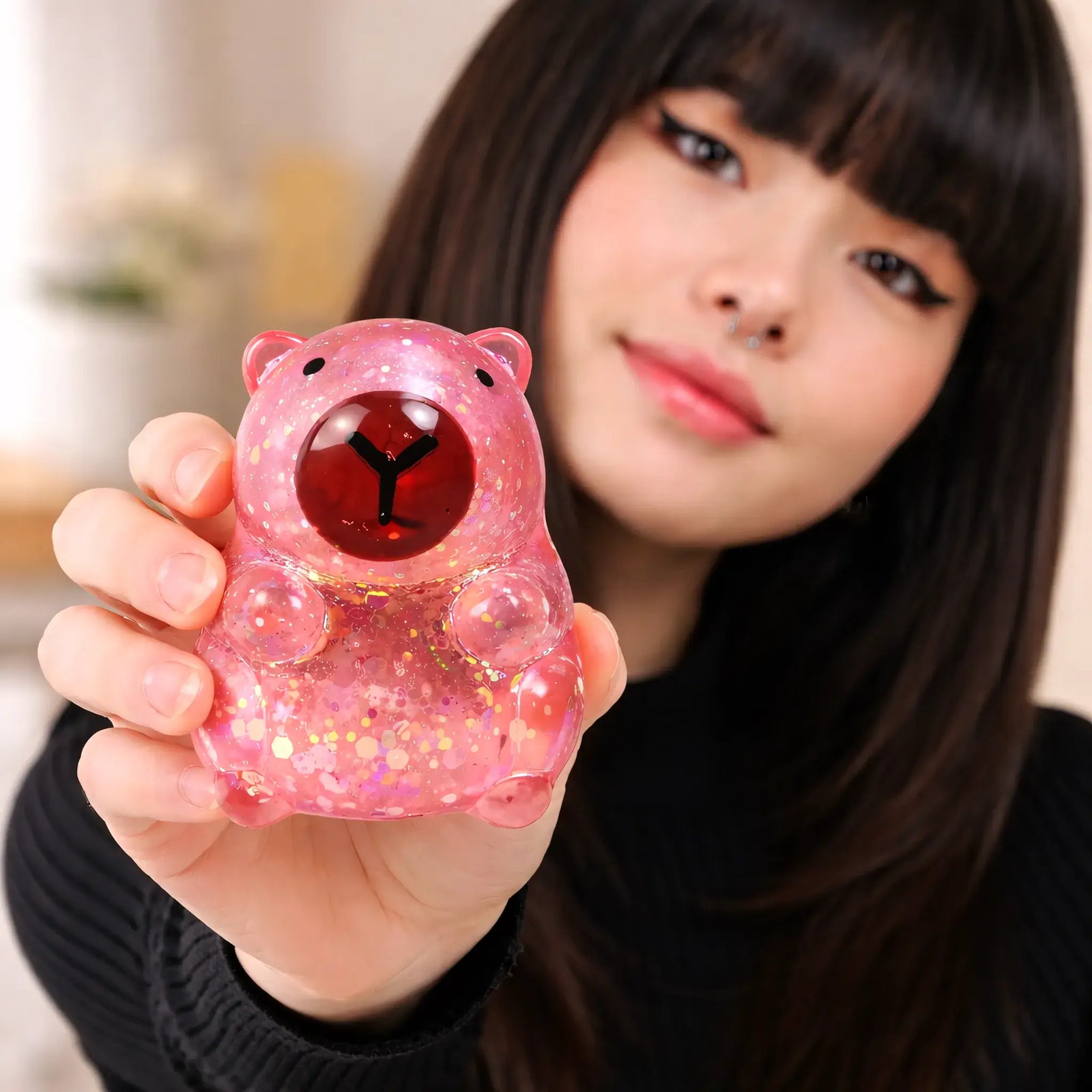 squishy capybara pink paillette
