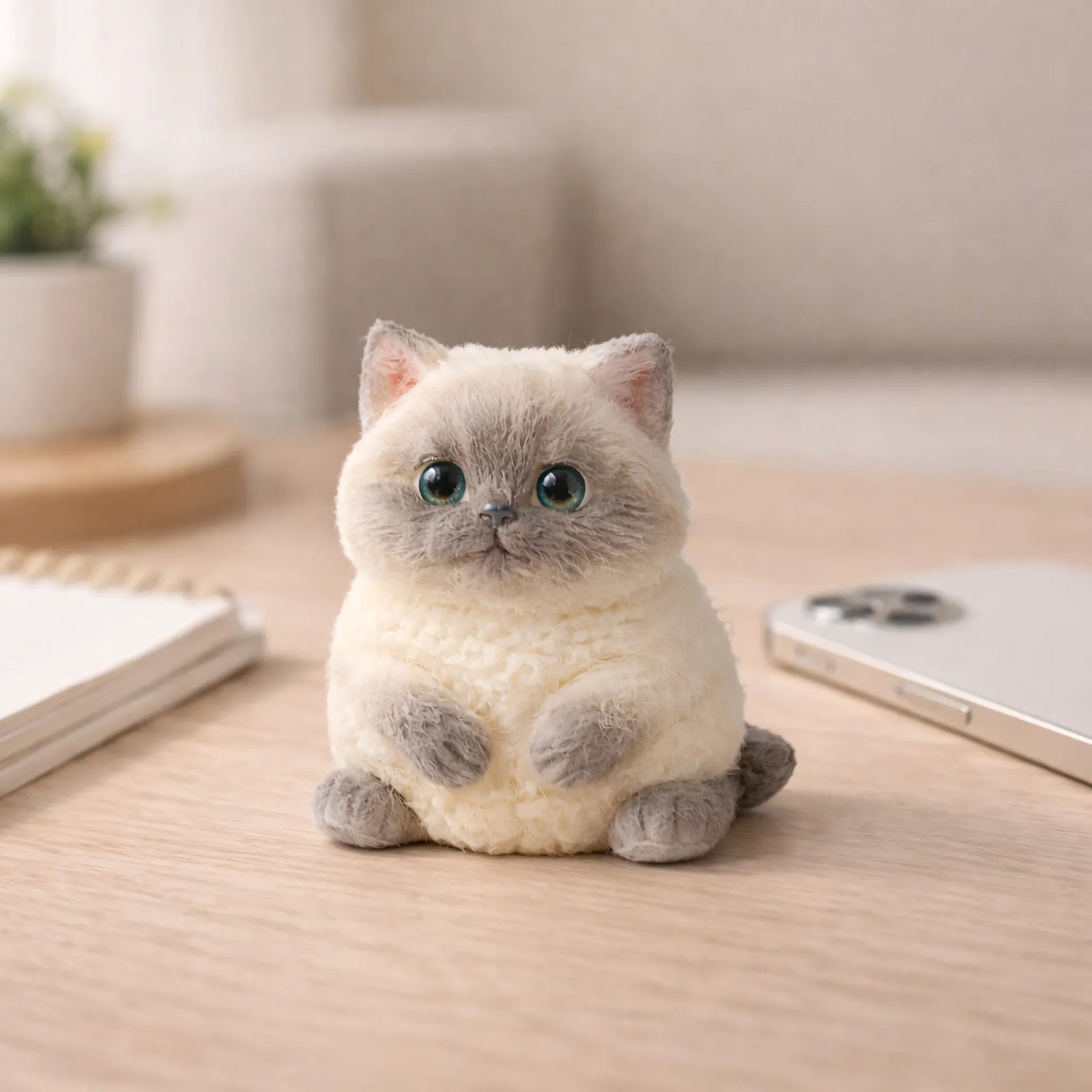 Squishy Chat Réaliste Blanc
