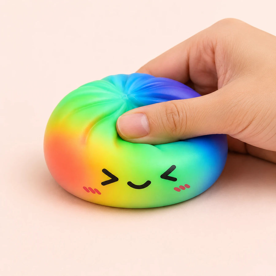 Squishy Dumpling Arc en Ciel visage kawaii
