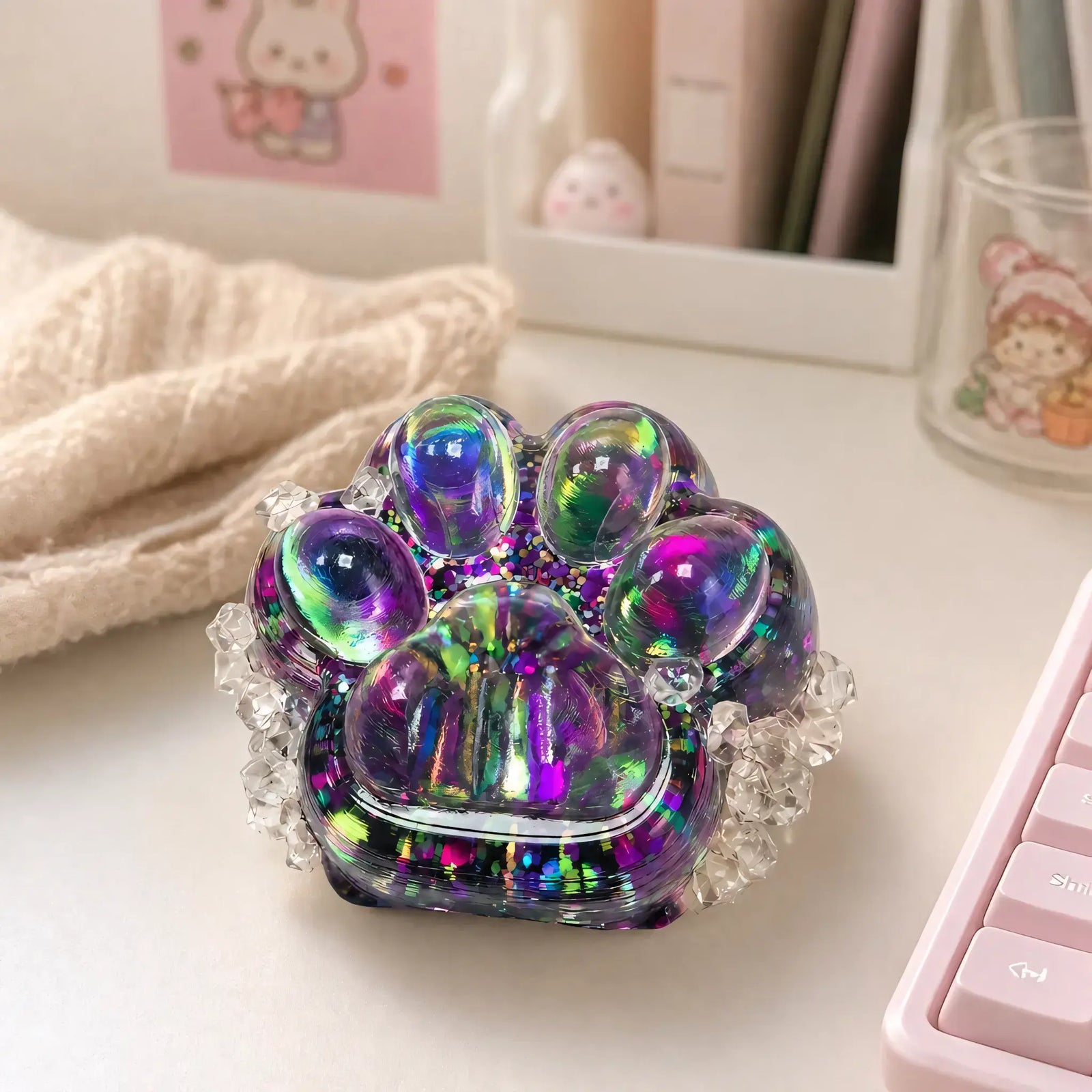 squishy patte de chat violet collant