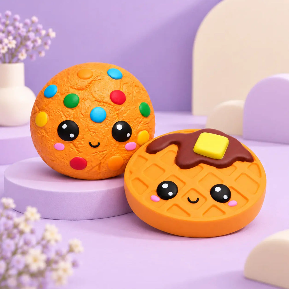 squishy Jouets gourmands kawaii sur fond lavande